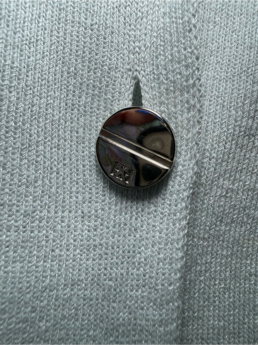 Escada Margaretha Ley Vintage Gray Buttoned Cardigan Large Silver Grommets Italy - Picture 5 of 16